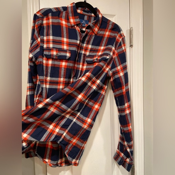 George Super Soft Red Blue Plaid Flannel Button Down Shirt Pockets Size S - Picture 7 of 12